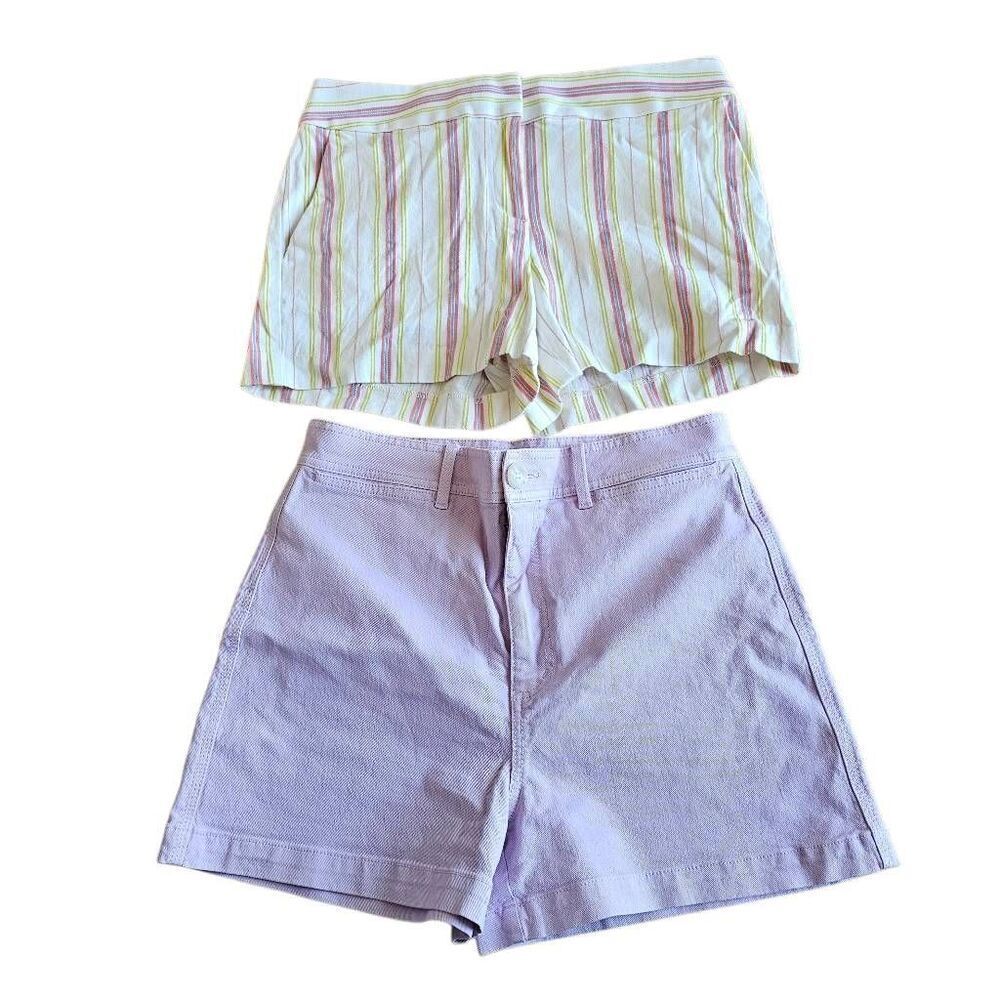 LOFT womens Sz 6 baby purple and multicolor striped 2 shorts bundle